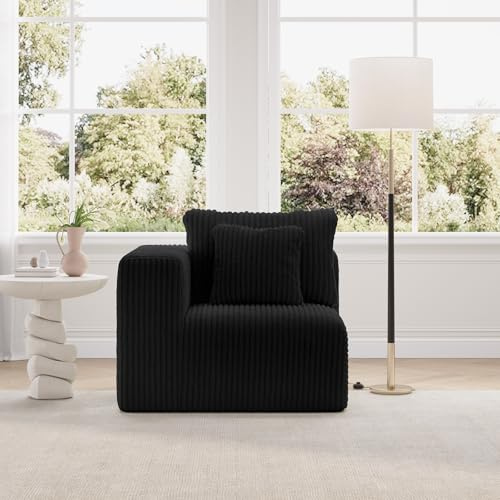 Novilla Modulares Sofa Linksarmlehnsessel, Ecksofa Cord für Wohnzimmer | Boneless Couch mit Federn Smarts Coil®-Unterstützung Keine Montage erforderlich