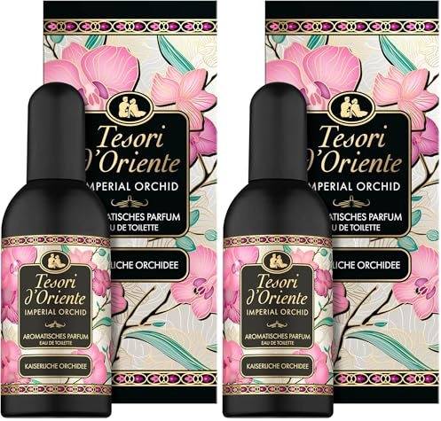 Tesori d'Oriente Eau de Toilette Imperial Orchid | 100 ml | aromatisches Parfüm | luxuriöser Orchidee | Duft zum Träumen | im Aluminiumflakon | Wellness-Ritual für Körper & Sinne (Packung mit 2)
