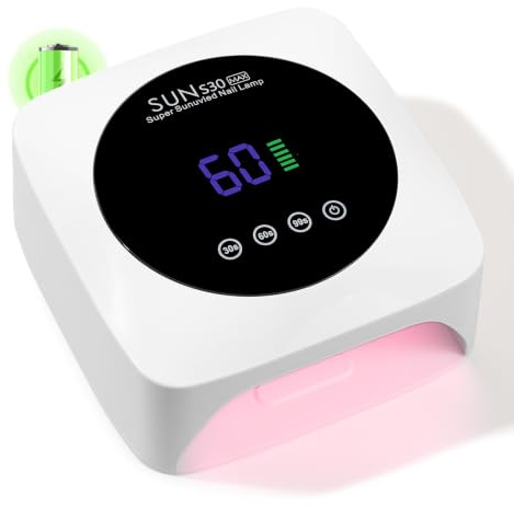 UV Nail Lamp 96W, Rechargeable Gel Curing Lamp with LCD Display/3 Timer | CHRISTINE SHELLY Cordless Nail Dryer Gel Polish Light Auto Sensor for Salon and Home