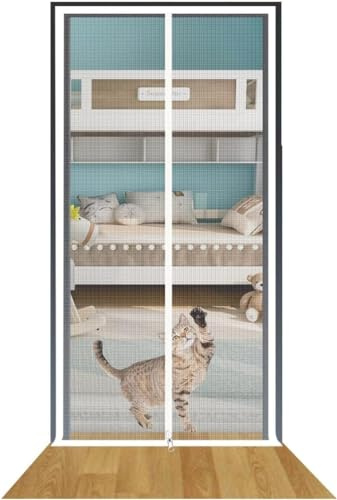 BANTASE Haustiertür Mesh-Tür KKatzengitter Balkontür 80cm X 210cm Verdicktes Katzenschutzgitter Fliegengitter Für Wohnzimmer(85x200cm)