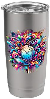 Splash Art Vintage-Taschenuhr Kette Retro Doppelwandiger Edelstahl-Thermobecher