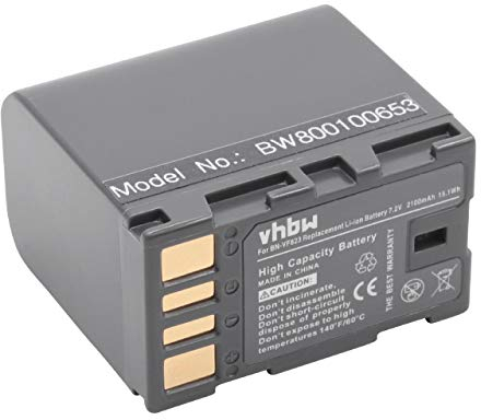 vhbw batteria compatibile con JVC GY-HM100E, GS-TD1EU, GS-TD1BEU, GY-HM100 videocamera camcorder (2100mAh, 7,2V, Li-Ion) con infochip