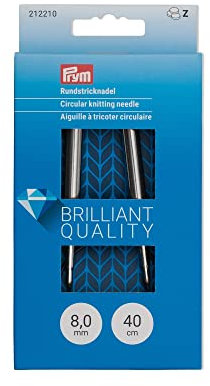Prym 212210 Rundstricknadeln MS 40 cm 8,00 mm silberfarbig Rundstricknadel, Messing, 8 mm