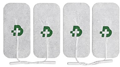 TESMED TENS & EMS Electrode Pads, 4 Pack, 50 x 100 mm | Self-adhesive pads with 2 mm plug connection for compatible stimulation devices.