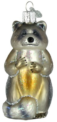 Old World Christmas Raccoon Glass Blown Ornament for Christmas Tree, Handcrafted Holiday Decoration, Wildlife Animal Collection