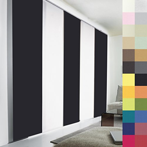 Schiebegardinen nach Maß, hochqualitative Wertarbeit, alle Größen verfügbar, Maßanfertigung, Schiebevorhang, Raumteiler, Flächenvorhang, Blickdicht (245cm Höhe x 60cm Breite/Schwarz)