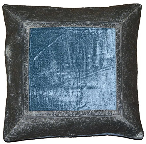 Deko-Kissenbezüge Kissenhülle Samt Brokat Asiatisch Indisch Orientalisch Bezug Kissen Silber-Blau 40x40 cm