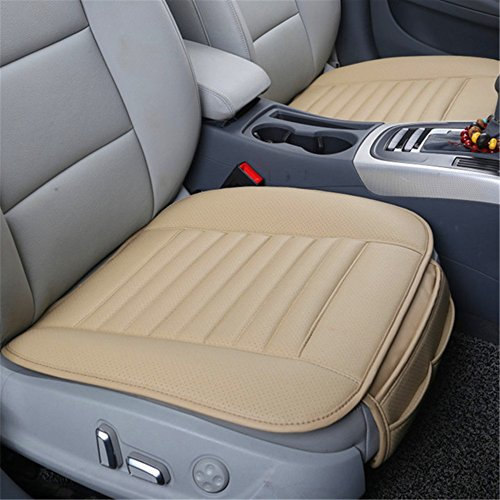 Guizen Amortisseur de siège de voiture, coussin d’assise pour voiture en cuir respirant de polyuréthane et bambou. Coussin d’assise universel pour voiture beige