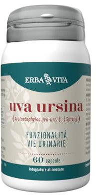 ERBA VITA Integratore Alimentare di Uva ursina - 60 Capsule - Utile al drenaggio dei liquidi e alle funzionalità delle vie urinarie