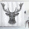 ABAKUHAUS Schwarz-Weiss Duschvorhang, Bohem Deer, Stoffliches Gewebe Badezimmerdekorationsset mit Haken, 175 x 180 cm, Weiß Schwarz
