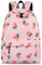 YANAIER Waterproof School Backpack for Girls Teens Cute Print Bookbag Laptop Backpack Women Travel Casual Daypack Strawberry