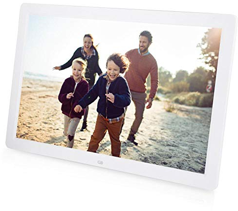 Digitaler Bilderrahmen, 17 Zoll Digitaler Bilderrahmen, 1440 * 900 HD Drahtloser digitaler Bilderrahmen, Eingebauter Lautsprecher, Wecker, Alendar, Musik- und Videoplayer, Fernbedienung(Weiß)