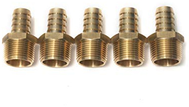 LTWHOME Coupleur/connecteur à raccord cannelé en laiton 3/4mâle BSPT x 5/8 (16mm) Tuyau de baril de carburant Essence Eau (Lot de 5)