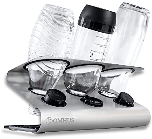 DOMHUS® Premium Abtropfhalter für SodaStream Flaschenhalter aus Edelsthal mit Abtropfmatte | Kompatibel mit Soda Stream Glasflaschen Crystal, Easy, Fuse, Emil | Universal, für Sprudelwasser Maschinen