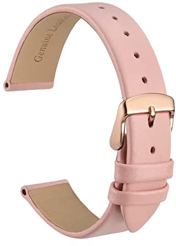 WOCCI 18mm Elegantes Uhrenarmband für Damen mit Roségoldener Schnalle (Hellrosa)