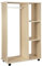 HOMCOM Kleiderschrank auf Rollen, Mobile Garderobe, 1 Kleiderstange, 3 Regale, Garderobenschrank für Flur, Schlafzimmer, 80 x 40 x 128 cm, Natur