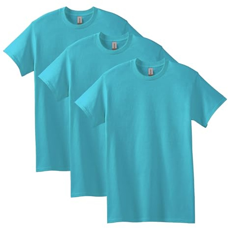 Gildan Men's Shirt (Pack of 2), Tropical Blue (Pack of 3), S