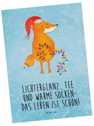 Mr. & Mrs. Panda Postkarte Fuchs Weihnachten - Geschenk, Weihnachtsdeko, Weihnachtsmann, Nikolaus, Weihnachtszeit, Ansichtskarte, Wintermotiv,