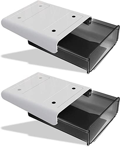 Under Desk Drawer Organizer,2 Pack Self-Adhesive Attachable Under Desk Storage Drawer, Hidden Desk Drawer Slide-out, Stick on Drawer Under Mounted for Office Home Closet Stationery