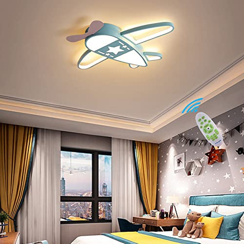 Lanekd LED Deckenlampe Kinderlampe Junge Mädchen Schlafzimmer Deckenleuchte Dimmbar Mit Fernbedienung 3000K~6500K Kinderzimmer Deckenbeleuchtung für Flur Küchen Esszimmer Flugzeug Leuchten (Blau)