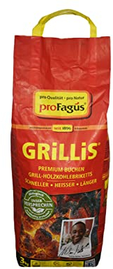 Profagus Favorit Holzkohle Grillbriketts Grillis Sommerhit Premium Qualität | 6kg 9kg 10kg 15kg 20kg | Grillen + GRATIS HL Kauf Notizblock (6kg Holzkohlebriketts + 1 HL Kauf Block), Schwarz
