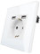 CNBINGO Glas Steckdose mit USB Ports (Max.2,1 Amp) - Einfach Steckdose Unterputz in Weiß - Schuko Schutzkontakt Wandsteckdose mit Glasrahmen -A+A-Wh