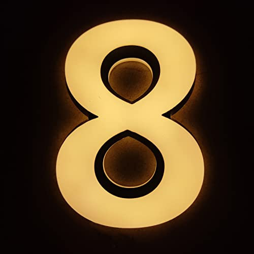 Modern 14 Backlit LED House Numbers, Black-White LED House Number, Light Up Acrylic Door Number Plaques For Wall, Illuminated Address Numbers,V