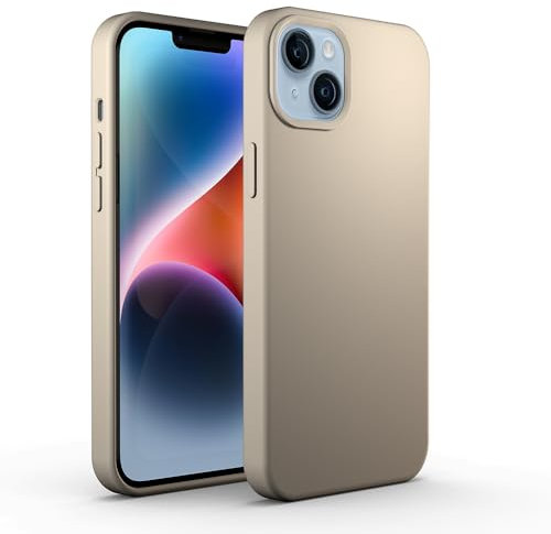 N NEWTOP Custodia Cover Compatibile per iPhone 14 PLUS, ORI CASE TPU Silicone Semi Rigido Colori Fodera Interna Microfibra Morbida Protezione Anti Urto Tocco Liscio Setoso Guscio (Beige)