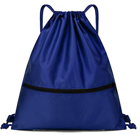 Jsdoin Kordelzugbeutel mit Kordelzug, Turnbeutel damen,Turnbeutel Daypack Gym Bag Mit Aussentasche Verstellbar Tunnelzug Gymsack mit Innentasche für Sport (Marineblau)