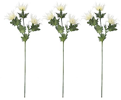 Fiori di Cardo Artificiale, Fiori di Eryngium, Bouquet di Fiori di Cardo Artificiale Falso Eryngium Foetidum Simulazione Agrifoglio di Mare per Bouquet da Sposa Centrotavola Home Wedding(Bianco)