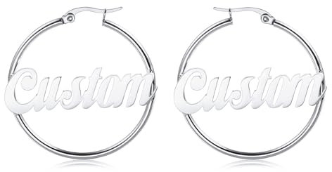 MeMeDIY Personalisierte Edelstahl Afrika Karte Form Ohrring Hoop Ohrring Innen mit Namen Vergoldet Optional Größe Charme Mode Design Schmuck Geschenk für Frauen (B1)