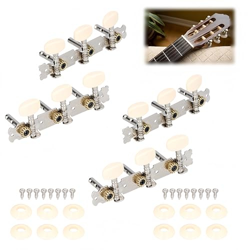 HJYDGJ Lot de 2 paires de chevilles d'accordage mécaniques pour guitare classique (triple rangée ABS double trou)