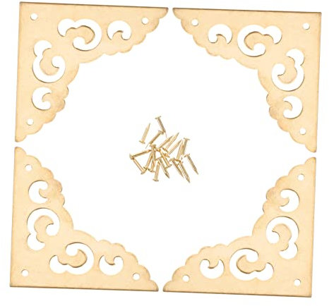 Homoyoyo 4pcs Antique Decorative Corner Protectors Brass Furniture Corner Guards