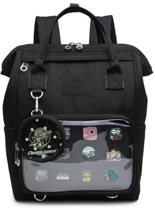 CHERRY SAUCE Ita Bag Pin Kawaii Cute Display Mommy Rucksack für Schule Anime Cosplay mit Einsatz, Schwarz (groß), Large: 11in*14in*5.5in, Medium: 9in*12in*4in, Classic