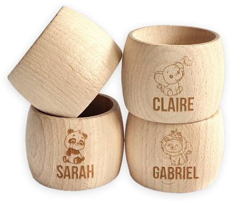 Großer Serviettenring aus Holz mit Gravur - Savanne - Persönliches Geschenk - Tischkultur