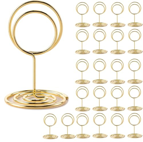22 Pièces Porte-Cartes de Table en Métal Doré, Mini Porte-Numéro de Table, Supports Floraux Pour Cartes de Table, Supports de Numéro de Table, Pour Restaurant, Fête, Mariage, Décoration