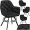 tectake® 4er Set Esszimmerstühle drehbar mit Armlehne, Samtstoff Drehstuhl ergonomisch, Möbel für Wohnzimmer, Stühle für Dining Lounge, Office, als Schminkstuhl oder Schreibtischstuhl - schwarz
