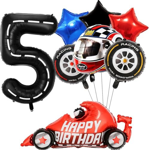 Rennauto Geburtstagsballons, Rennwagen Folienballon, Auto Luftballon Geburtstag Deko, Racingcar Kindergeburtstag Luftballons, Rennen Auto-Reifen Geburtstagsballons