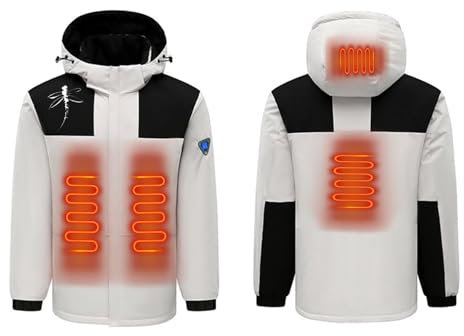 Beheizbare Jacke für Damen und Herren USB Intelligente Heizjacke Beheizte Jacke Wasserdichte Regenjacke Abnehmbar Winterjacke Skijacke Funktionsjacke für Outdoor Wandern Jagd Motorrad Camping