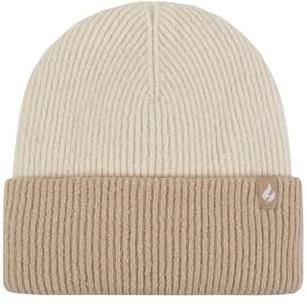HEAT HOLDERS SOCKSHOP Damen Hut - 'Bavaria', Zweifarbiger Streifen, Umdrehen Hut, Thermal, Warm und gemütlich, Draußen, Wandern 1 Pack Einheitsgröße Creme