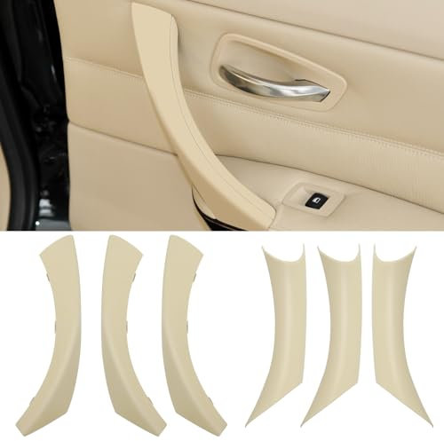 TTCR-II 6PCS Keine Demontage Kompatibel mit Türgriff bmw 3er E90 E91 E92 E93 Türgriff Innen Rechts E90+Griff Links Handgriff+Griffverkleidung für 316 318 320 323 325 328 330 335(2005-2011)-Beige