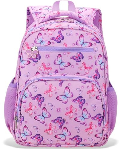 RHCPFOVR Kids Backpack for Girls - Girls Backpack 3-8 Ages Butterfly for Kids 15 Inch School Bookbag for Kindergarten Elementary School Bookbag for Girl 1st 2nd Grade