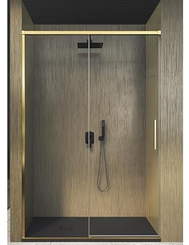IMPALLI Box Doccia H210 Cm Estensibile 117-120 Cm Cabina Doccia Scorrevole Anta A Chiusura Rallentata Cristallo Temperato 8 Mm Trasparente Anticalcare Profili Alluminio (ORO SPAZZOLATO 120)