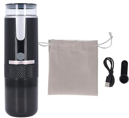 Kikumi Cafetera portátil de 1200 mAh, recargable, con un solo toque, calefacción inalámbrica, para viajes, café en cápsulas