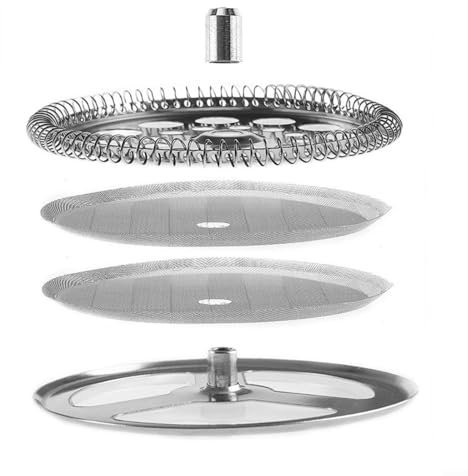 Sandyseptember Kit de 4 filtres de rechange pour cafetière à piston en acier inoxydable avec plaque en spirale (350 ml)