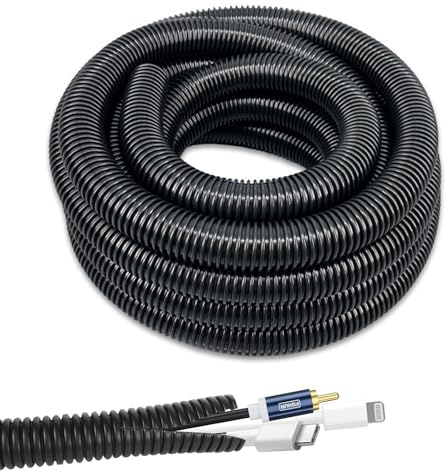 Kabelschlauch 3m (10 ft) Schwarz Ø18.5mm, Flexibler, selbstschließender Kabelkanal für TV, PC, Büro & Zuhause, Kabelmanagement & Hundesicherer Kabelschutz, UV-beständig & Biegfest
