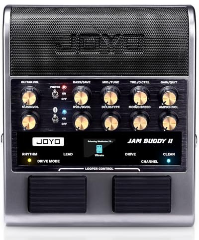 JOYO Amplificatore portatile per chitarra elettrica da 10 W, multi-effetto, a pedale, con interruttore a pedale, modelli da 14 Amp, equalizzatore a 3 bande, 36 modelli di batteria e loop
