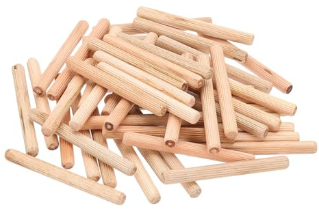QUARKZMAN Holzdübel 3/8 x 4 (10mm x 100mm) Gerade Dübelstäbe 50Stk | Holz Riffeldübel Für Basteln Möbel DIY Hartholz Anzahl