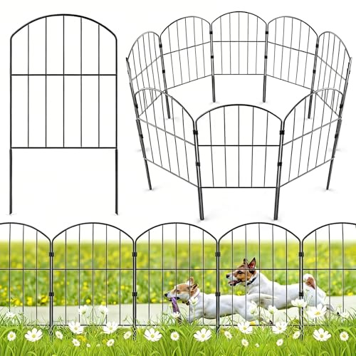Gartenzaun, 10 Stück Hundezaun Oberbogen Staketenzaun Rostfeste Zaun für Hunde Dekorative Metallzaun Tier Barriere Zaun für Hunde Kaninchen Im Freien Patio 61x33cm Kein Graben
