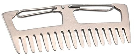 PLAFOPE Peigne de Voyage Anti-statique en Alliage de Titane Argenté Porte-clés, Peigne Portable à Dents Larges pour Cheveux Longs et Épais, Outil Multifonction Extérieur Pratique, 1 Pièce